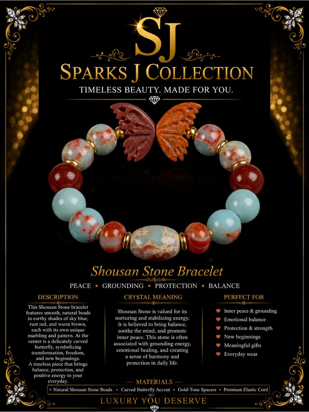 Shousan Stone Bracelet - Blue & Red